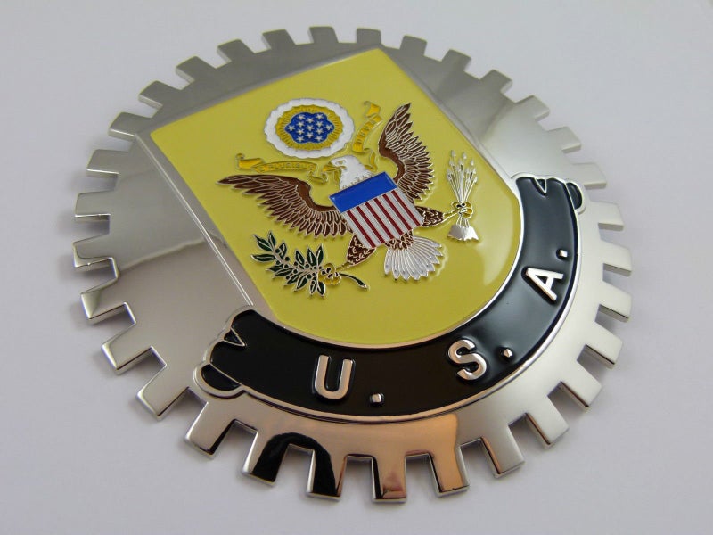 Car Chrome Decals Grille Badge USA with Coat of arms Eagle for car Truck Grill Mount American Flag - Image 1